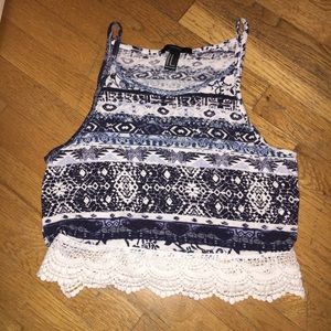 Flowy shirt with lace trimming